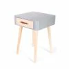 Table De Chevet Pieds Bois 1 Tiroir Gris -Demeyers Magasin table de chevet pieds bois tiroir gris
