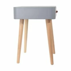 Table De Chevet Pieds Bois 1 Tiroir Gris -Demeyers Magasin table de chevet pieds bois tiroir gris 3