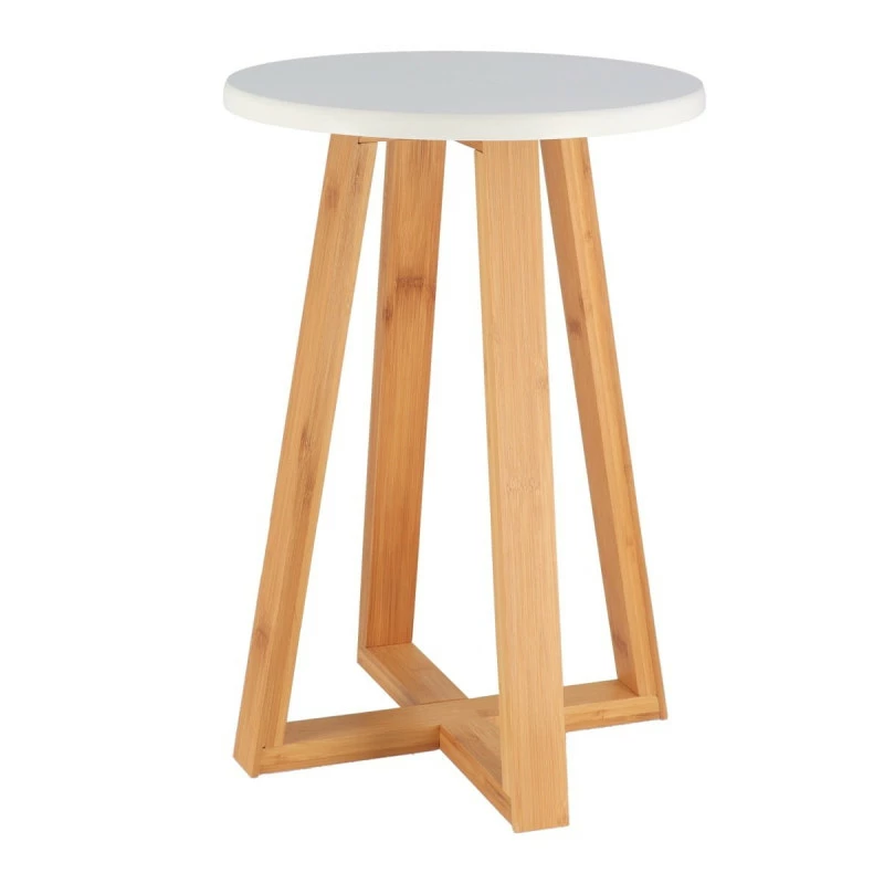 Tabouret Avec Pieds En Bambou & Plateau Blanc 3 Tabouret Avec Pieds En Bambou & Plateau Blanc