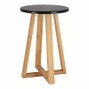 Tabouret Avec Pieds En Bambou & Plateau Noir
