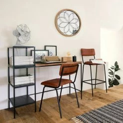 Tabouret De Bar En Cuir Marron Dario Atmosphera -Demeyers Magasin tabouret bar cuir marron dario atmosphera 1