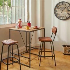 Tabouret De Bar En Cuir Marron Dario Atmosphera -Demeyers Magasin tabouret bar cuir marron dario atmosphera 4