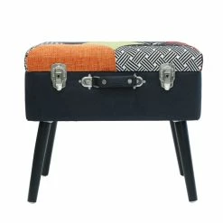 Tabouret Coffre Valise Patchwork Sur Pieds -Demeyers Magasin tabouret coffre valise patchwork sur pieds 6