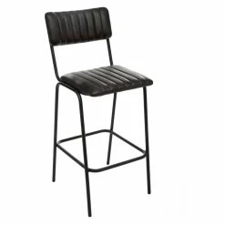 Tabouret De Bar En Cuir Noir Dario Atmosphera
