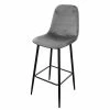 Tabouret De Bar En Velours Gris Pieds Métal Inoui -Demeyers Magasin tabouret de bar en velours gris pieds metal inou
