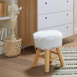 Tabouret Fourrure Blanc Atmosphera -Demeyers Magasin tabouret fourrure blanc atmosphera 3