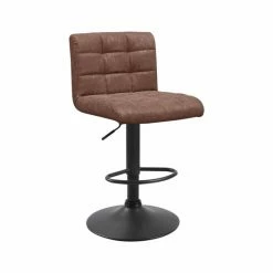 Tabouret Pivotant Hauteur Réglable Yeimy PU Marron