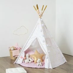 Tipi Décoratif 160 Cm Pour Enfant Blanc Atmosphera -Demeyers Magasin tipi 5 pieds decoratif pour enfant blanc atmosphera 1 5