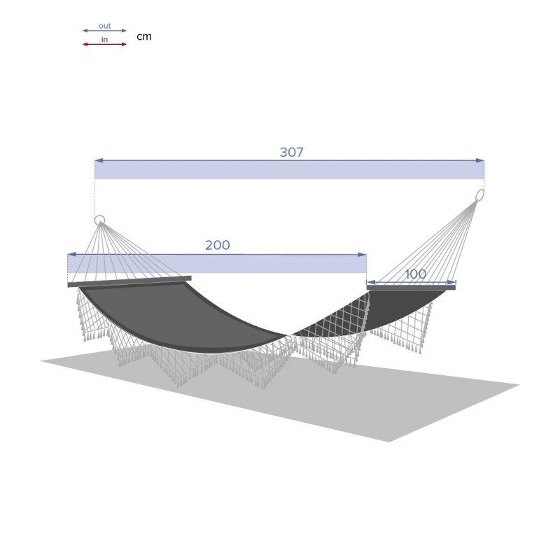 Toile Hamac Ethnique Franges 2 M Hespéride 7 Toile Hamac Ethnique Franges 2 M Hespéride – Image 5