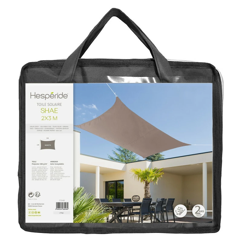 Toile Solaire 2x3m Shae Ardoise Hespéride 4 Toile Solaire 2x3m Shae Ardoise Hespéride – Image 2