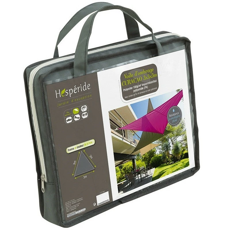 Toile Solaire 3x3x3m Curacao Gris Hespéride 6 Toile Solaire 3x3x3m Curacao Gris Hespéride – Image 4