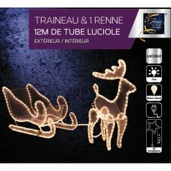 Traîneau + 1 Renne Lumineux Blanc Chaud -Demeyers Magasin traineau 1 renne lumineux blanc chaud 1