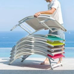 Transat Samba Pliable Et Empilable Gris Ardoise Hespéride -Demeyers Magasin transat samba pliable et empilable gris ardoise hesperide 8