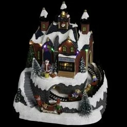Village De Noël Atelier + Train Lumineux, Musical Et Animé -Demeyers Magasin village de noel atelier train lumineux musical et anime 1