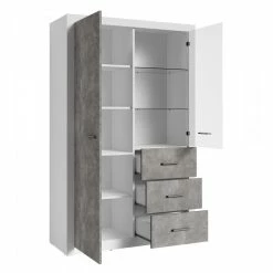 Vitrine 2 Portes Blanc Et Gris Béton Gent -Demeyers Magasin vitrine 2 portes blanc et gris beton gent 2