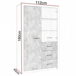 Vitrine 2 Portes Blanc Et Gris Béton Gent -Demeyers Magasin vitrine 2 portes blanc et gris beton gent 3