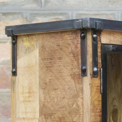 Vitrine 2 Portes Bois De Manguier Et Métal -Demeyers Magasin vitrine 2 portes bois de manguier et metal 1 4