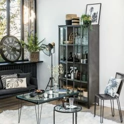 Vitrine Bibliothèque Broc Métal Noir Atmosphera -Demeyers Magasin vitrine bibliotheque broc metal noir atmosphera 2